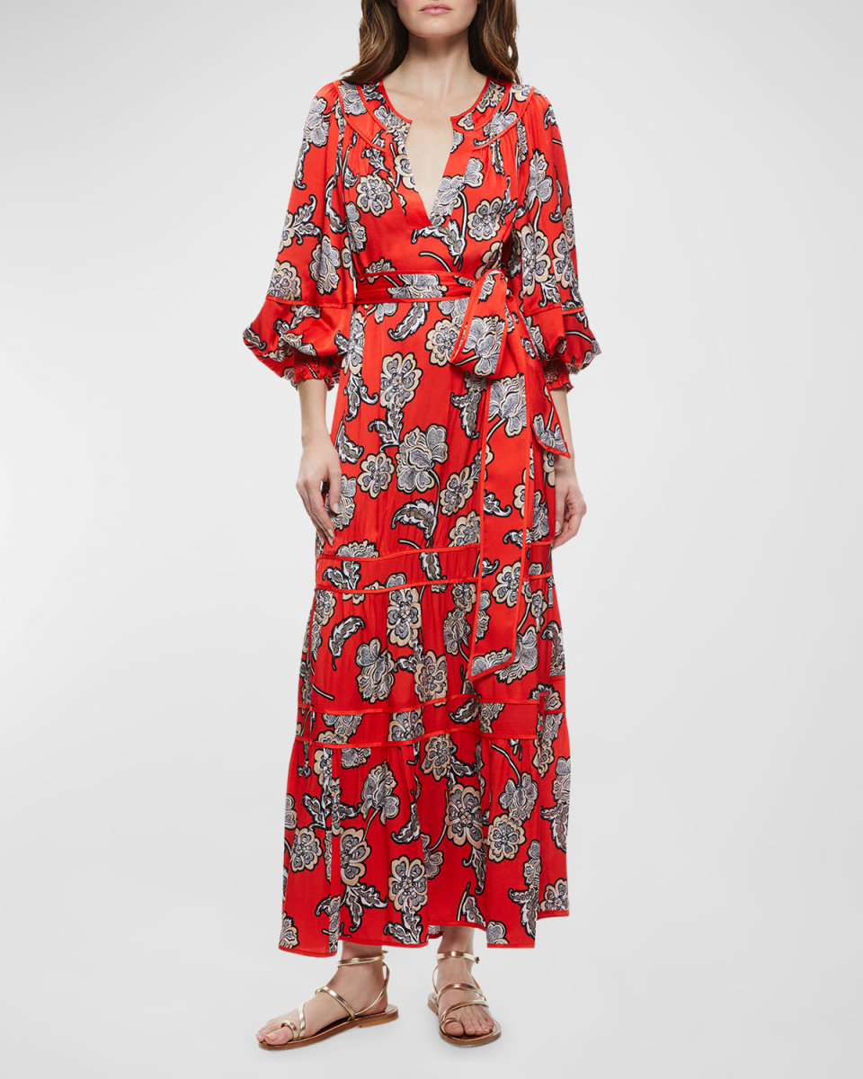 Lyla Blouson-Sleeve Tunic Midi Dress